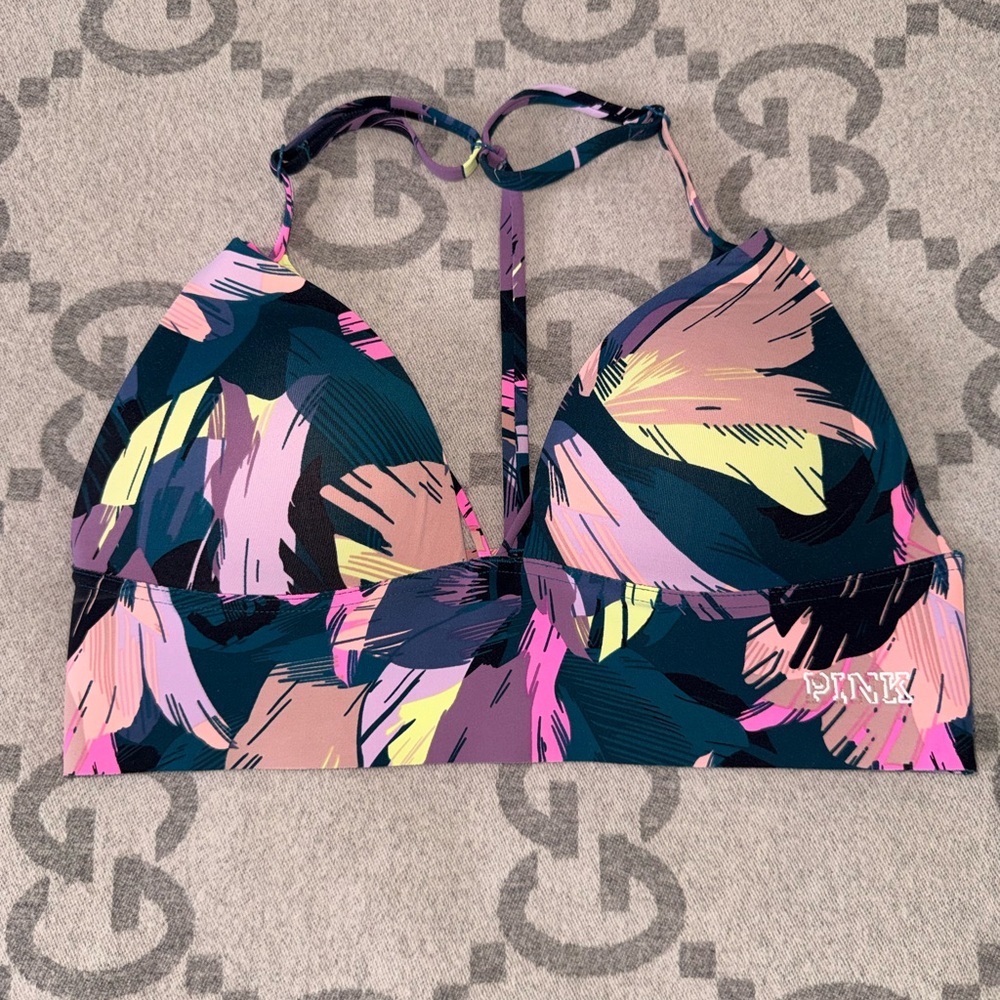 Victoria's Secret PINK Multicolor Brush-Print Bralette - Navy, Pink, Yellow